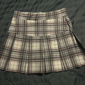 French Kiss Black and Gray Plaid Mini Skirt